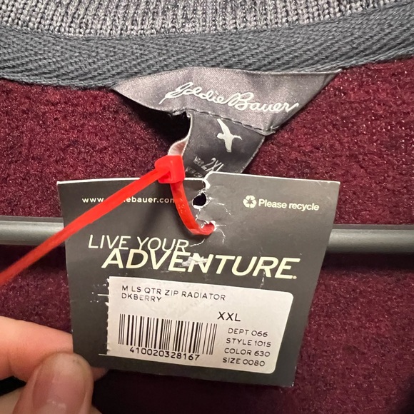 Eddie Bauer 1/4 Zip Pullover Burgundy Men’s 2XL NWT - Picture 3 of 6